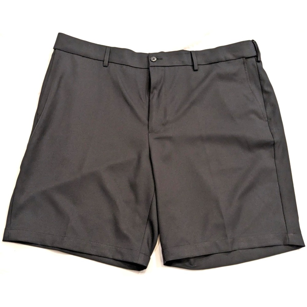 Grand Slam Shorts Mens 42 Black Performance Golf Flat Front Polyester Pockets